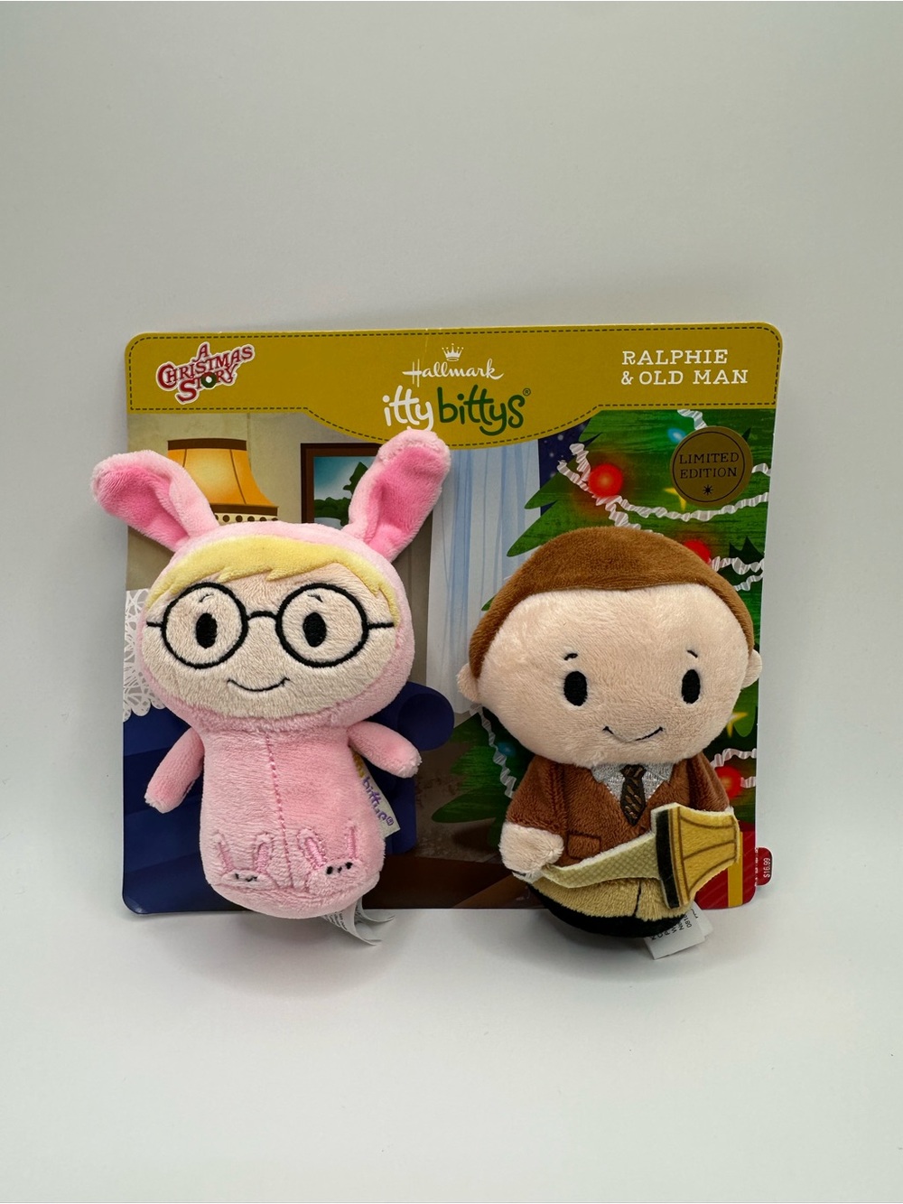 Hallmark itty bittys Pink Bunny Ralphie & Brown Old Man Plush Duo